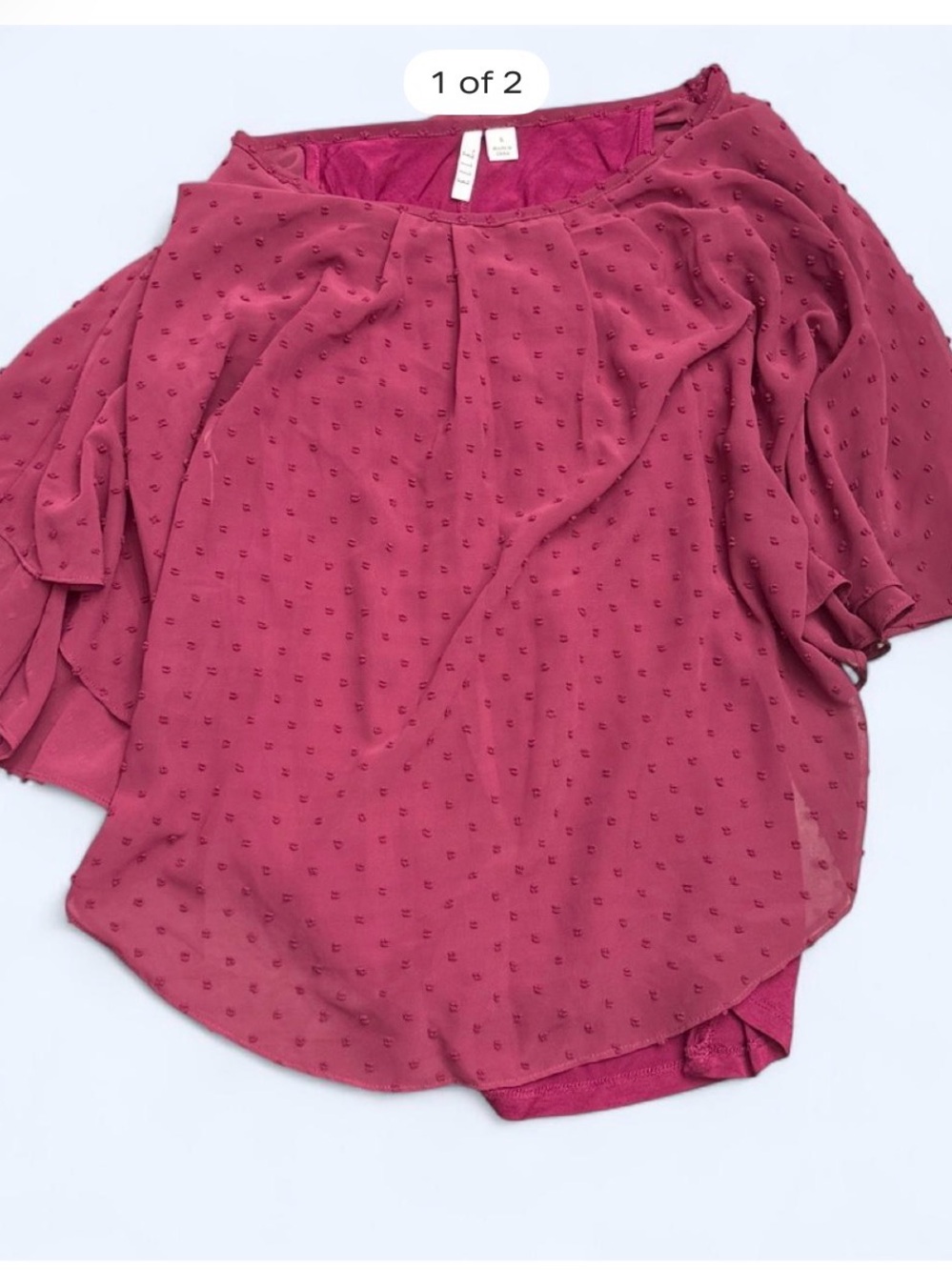 Elle Textured Dot Blouse — Wine